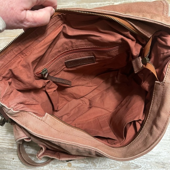 Free People Studded Distressed Canvas Leather Messenger Bag - Picture 7 of 14